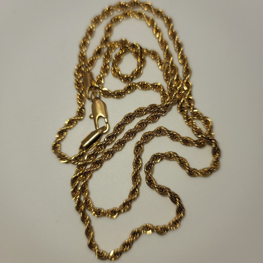 Polished Yellow Gold-tone Twisted Rope Chain Necklace